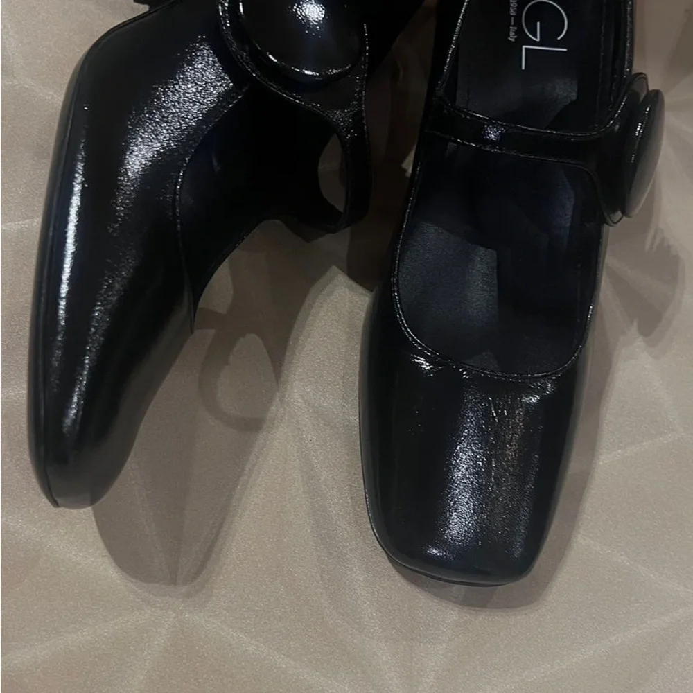 AGL Shiny Black Mary Jane Flats leather made in Italy size EU 40